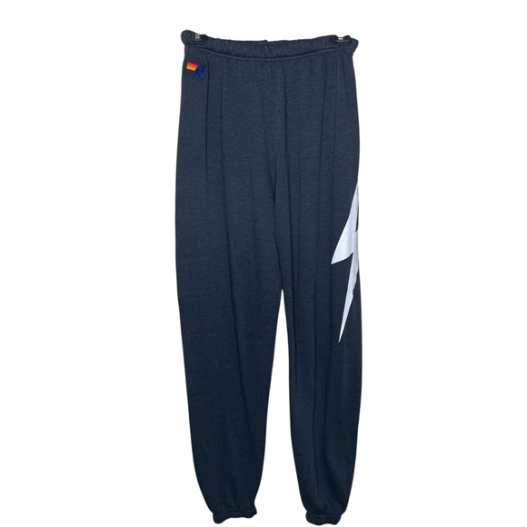 Aviator Nation White Lightning BOLT Sweatpants Navy Blue Small - Picture 4 of 14
